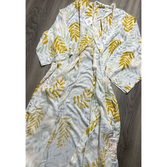 World Market Botanical Multicolored Boho Kimono Waist Tie Robe Nature Print NWT - Picture 6 of 9